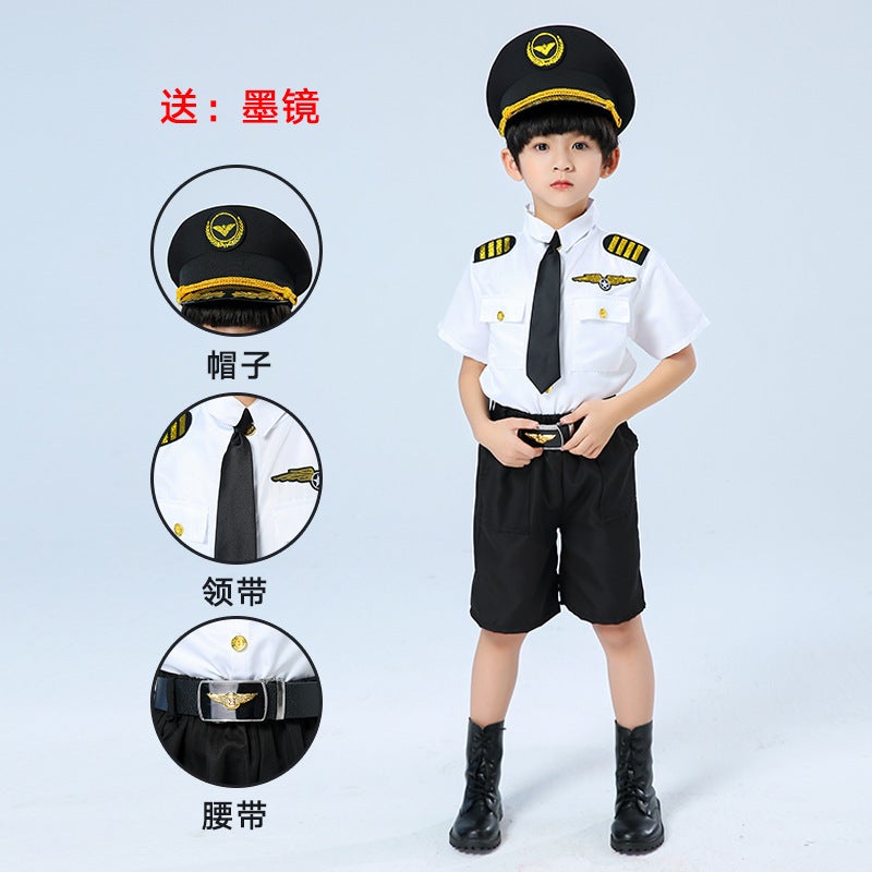 Chinese Captain Children'S Costume Boy Air Force Pilot Air Force Police Uniform Female Stewardess Clothes Role Play - Image 5